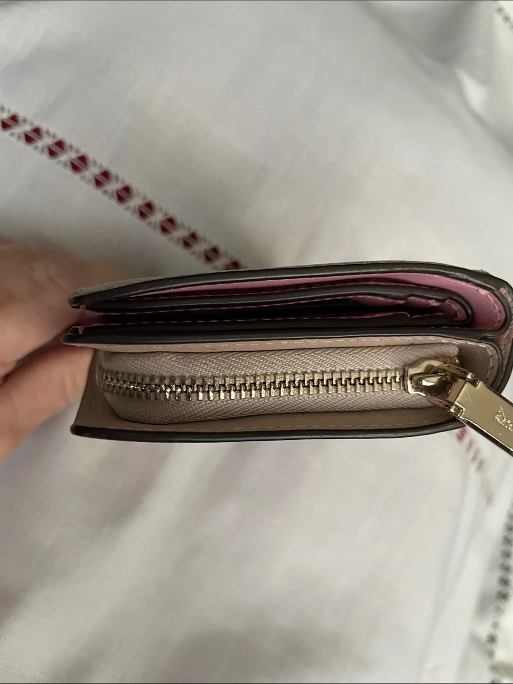kate spade Blush Pebbled Leather Zip Around Wallet & Coin Holder